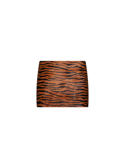Andrea zebra-print calf hair mini skirt