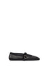 Black lamé fishnet and suede ballet flats