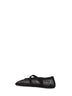 Black lamé fishnet and suede ballet flats