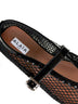 Patent leather-trimmed mesh ballet flats