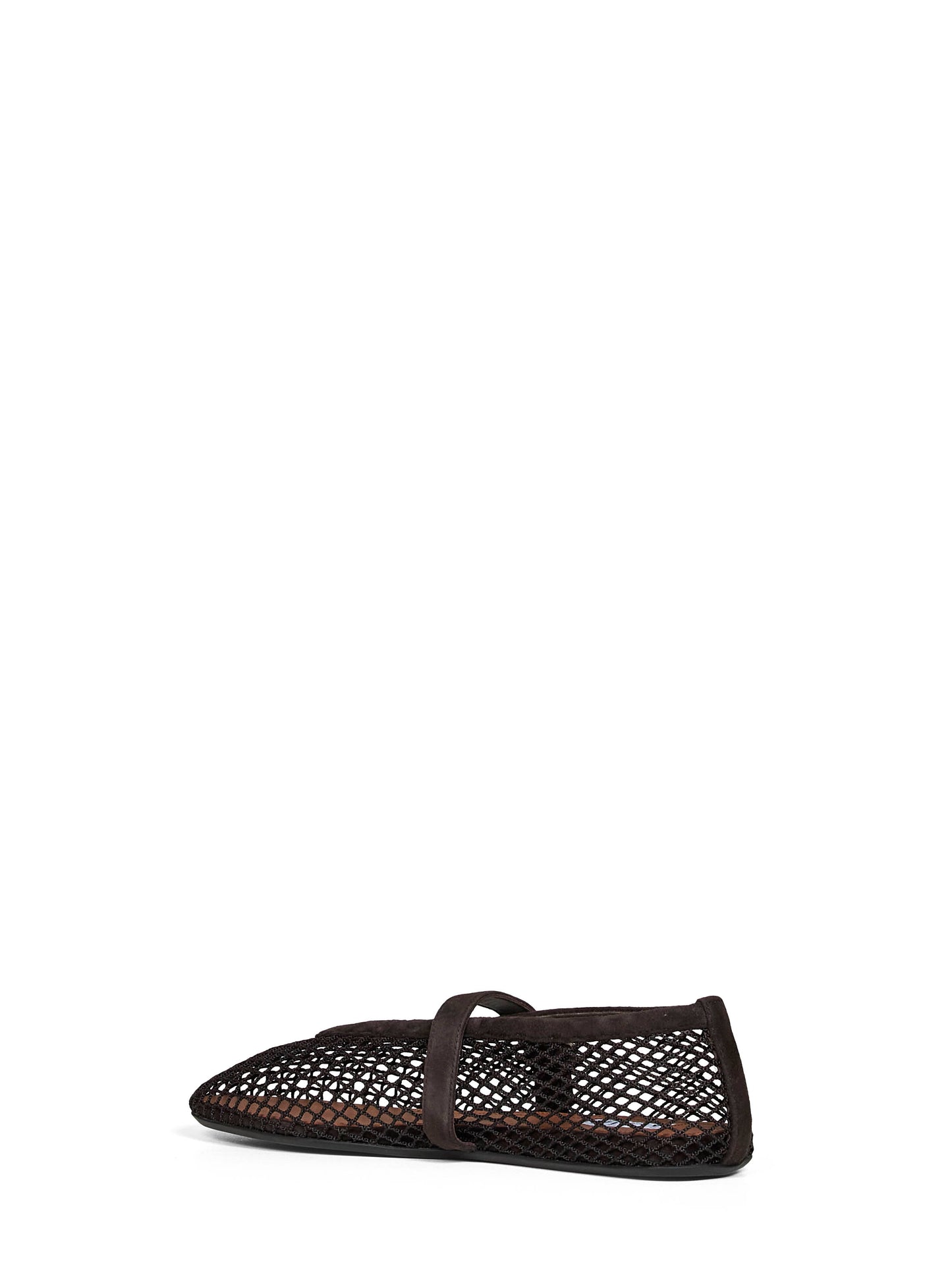 Ballerine flat in rete e pelle scamosciata marrone scuro