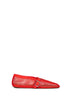 Orangy red brule fishnet and suede ballet flats