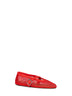 Orangy red brule fishnet and suede ballet flats
