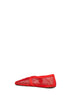 Orangy red brule fishnet and suede ballet flats