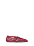 Ballerine flat in rete e pelle goffrata coccodrillo ciliegia