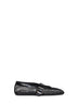 Black mesh and crocodile-embossed leather ballet flats