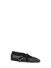 Black mesh and crocodile-embossed leather ballet flats