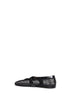Black mesh and crocodile-embossed leather ballet flats