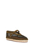 Espadrillas in rete e pelle scamosciata verde camouflage