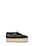 Espadrillas con zeppa rete e pelle verniciata nera