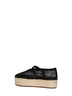 Espadrillas con zeppa rete e pelle verniciata nera