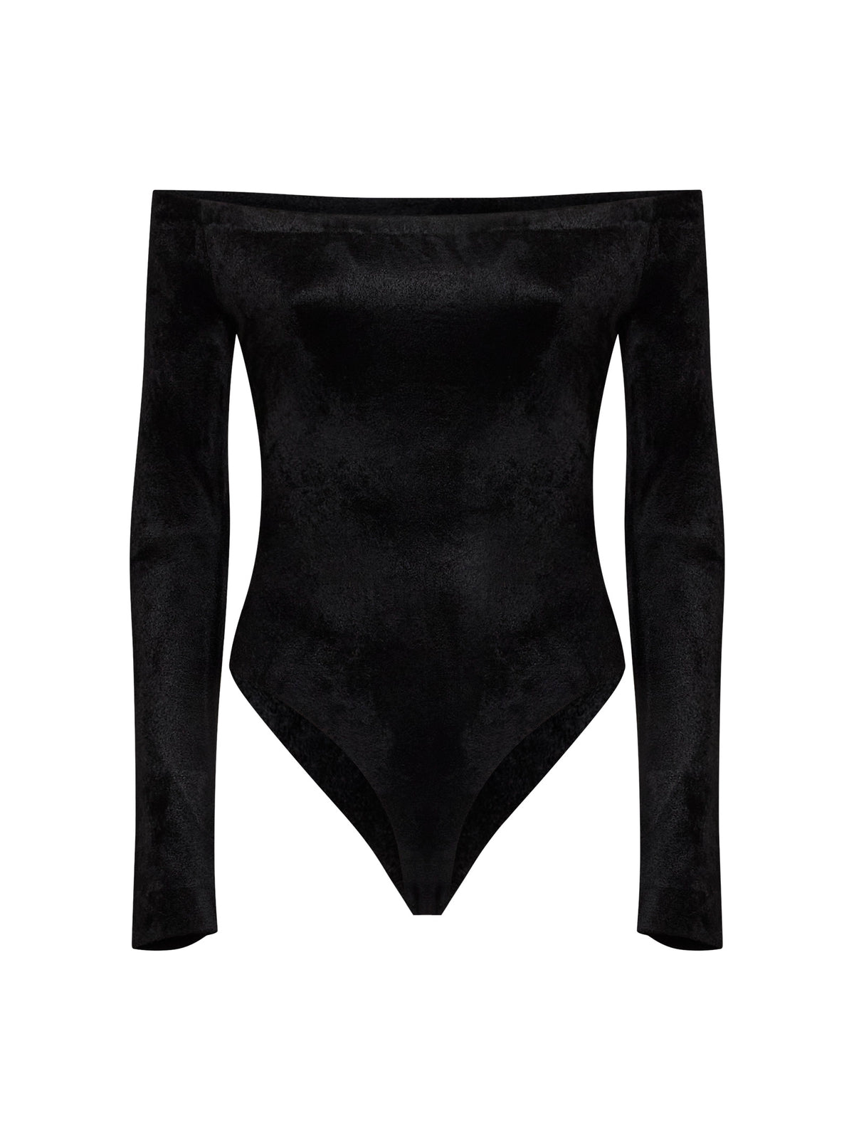 Black velvet off-the-shoulder bodysuit