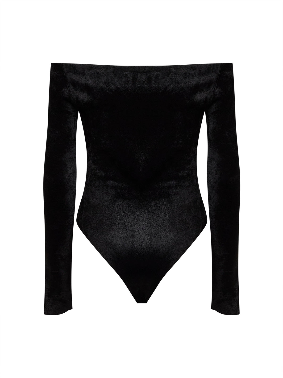 Black velvet off-the-shoulder bodysuit
