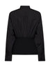 Black cotton poplin shirt with ribbed waist