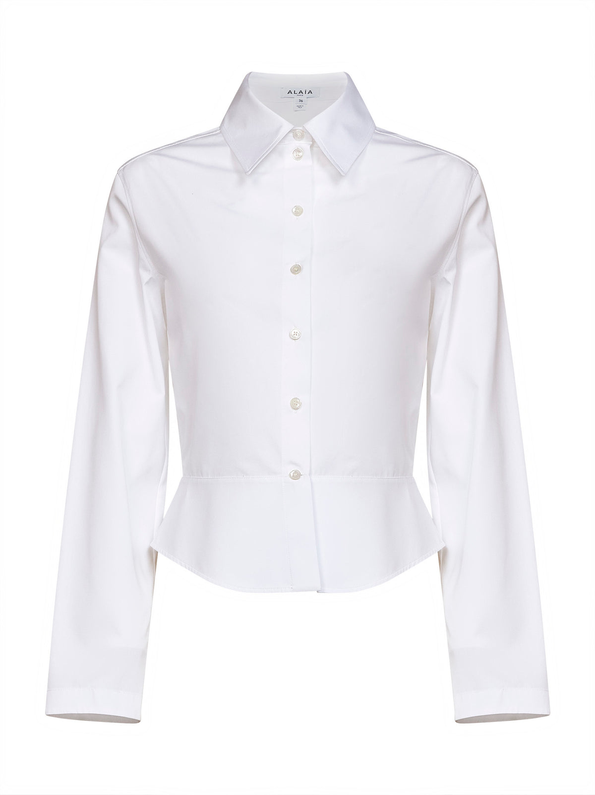 White cotton poplin peplum shirt