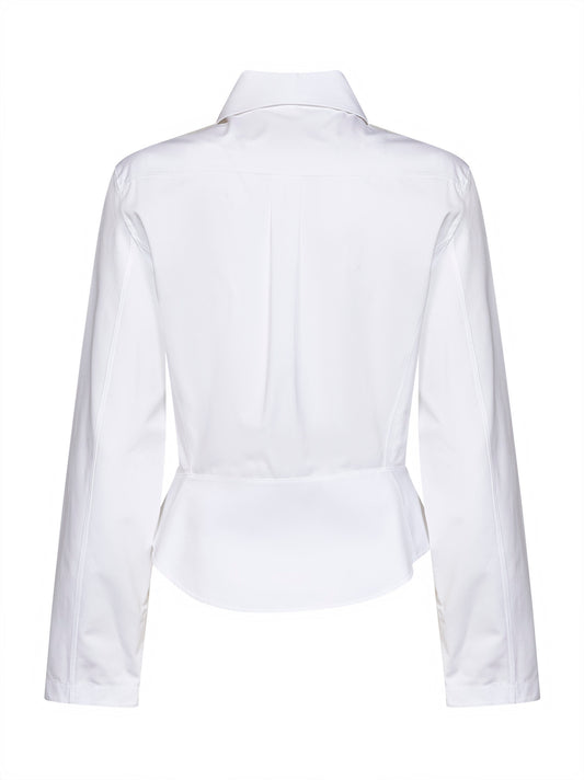 Camicia con baschina in popeline di cotone bianco