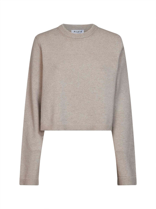 Maglia boxy in cashmere sabbia