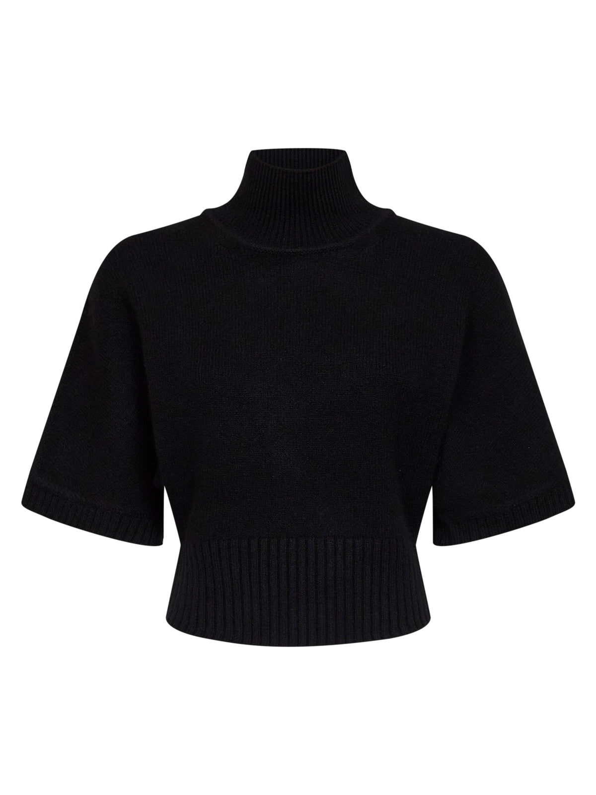 Black cashmere knit high neck sweater