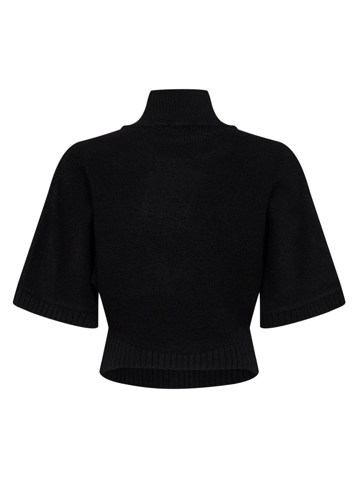 Black cashmere knit high neck sweater