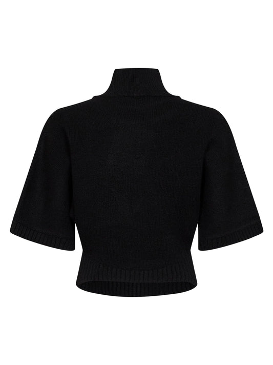 Black cashmere knit high neck sweater