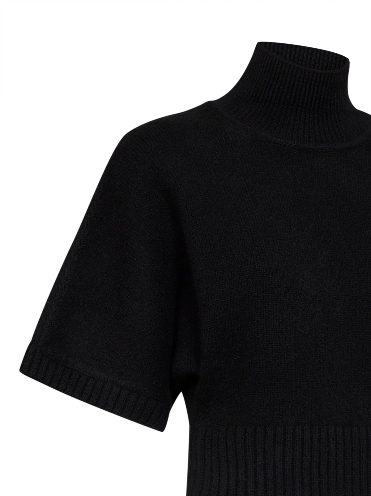 Black cashmere knit high neck sweater