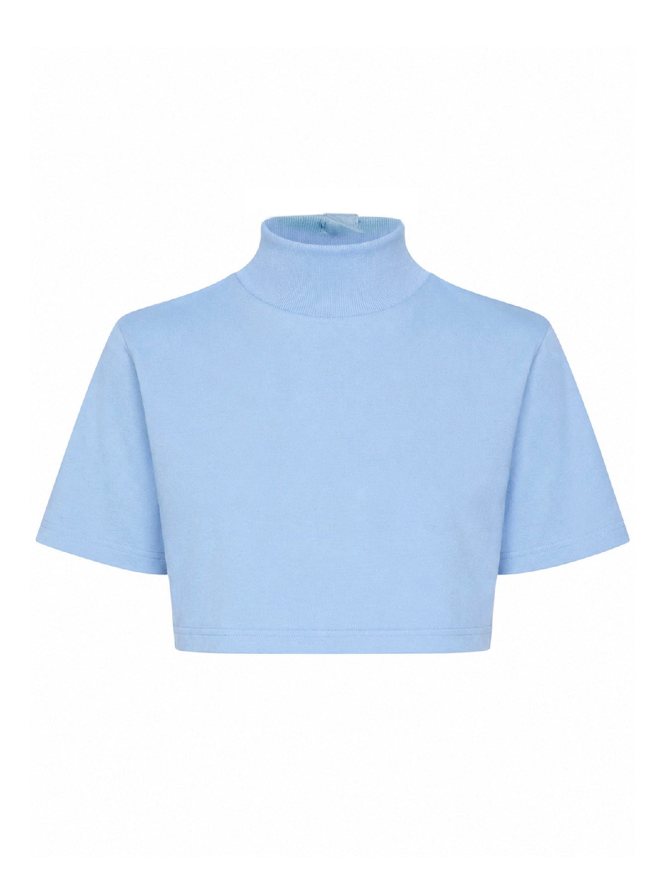 Sky blue cotton jersey cropped T-shirt