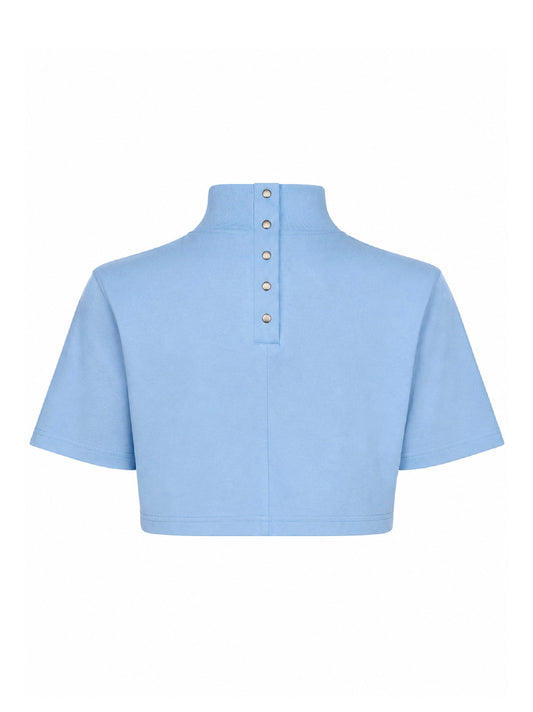 Sky blue cotton jersey cropped T-shirt