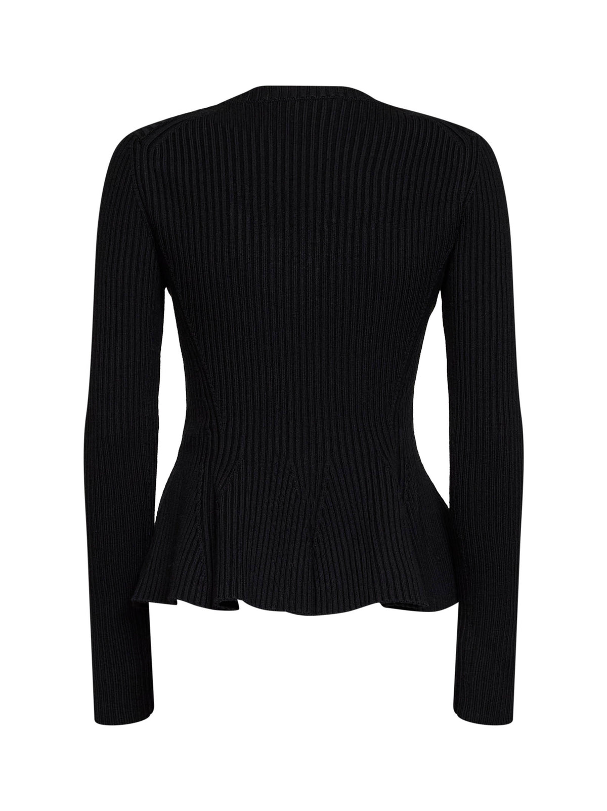 Top pelum in maglia di misto lana a coste nera