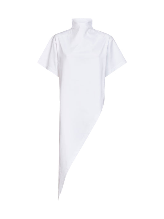 T-shirt lunga Triangle in jersey di cotone bianco