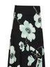 Black and aqua printed jersey asymmetric midi skirt