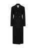 Black wool crêpe double-breasted tailored coat