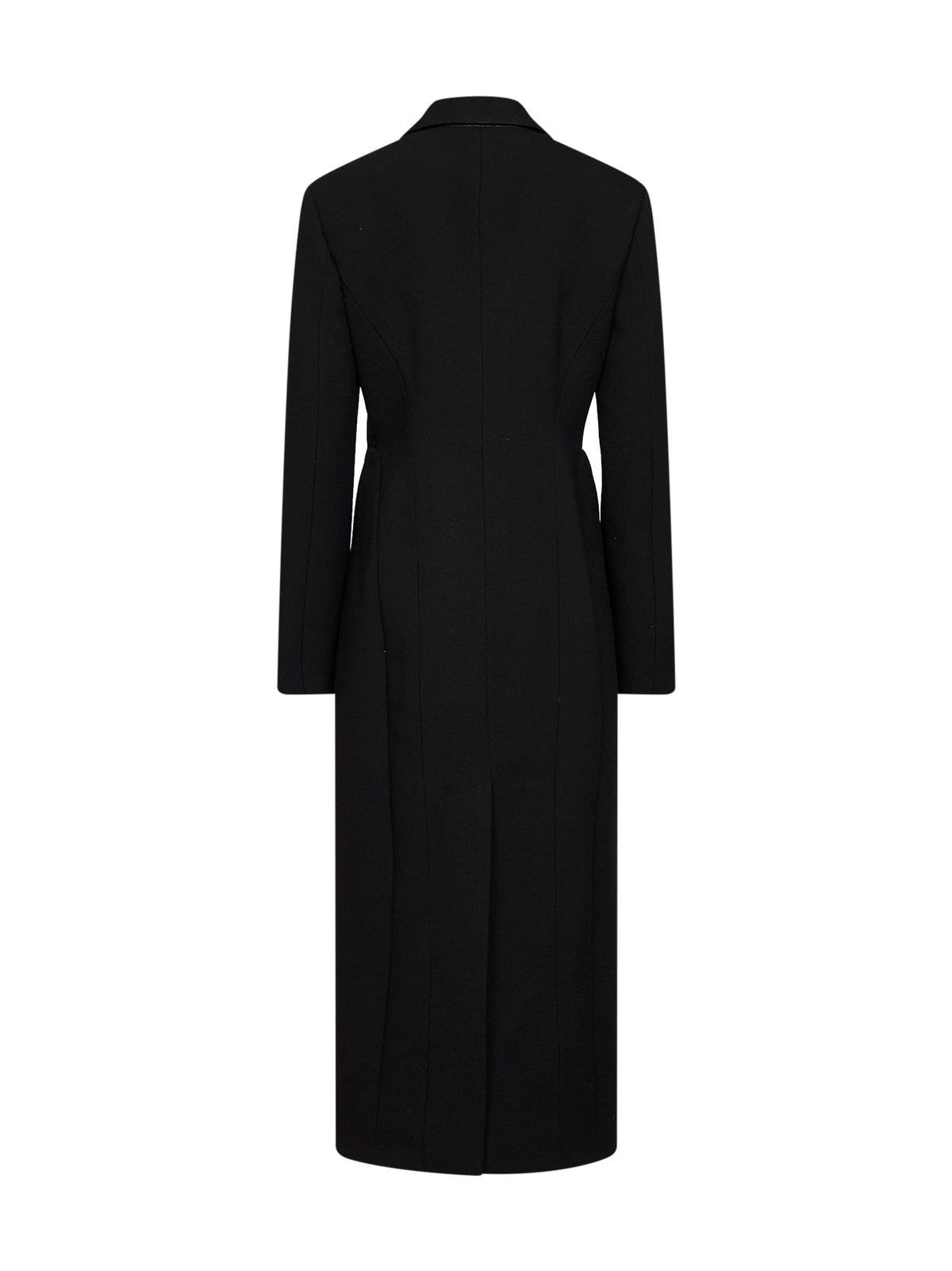 Black wool crêpe double-breasted tailored coat