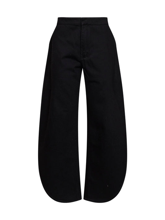 Black cotton denim petal jeans