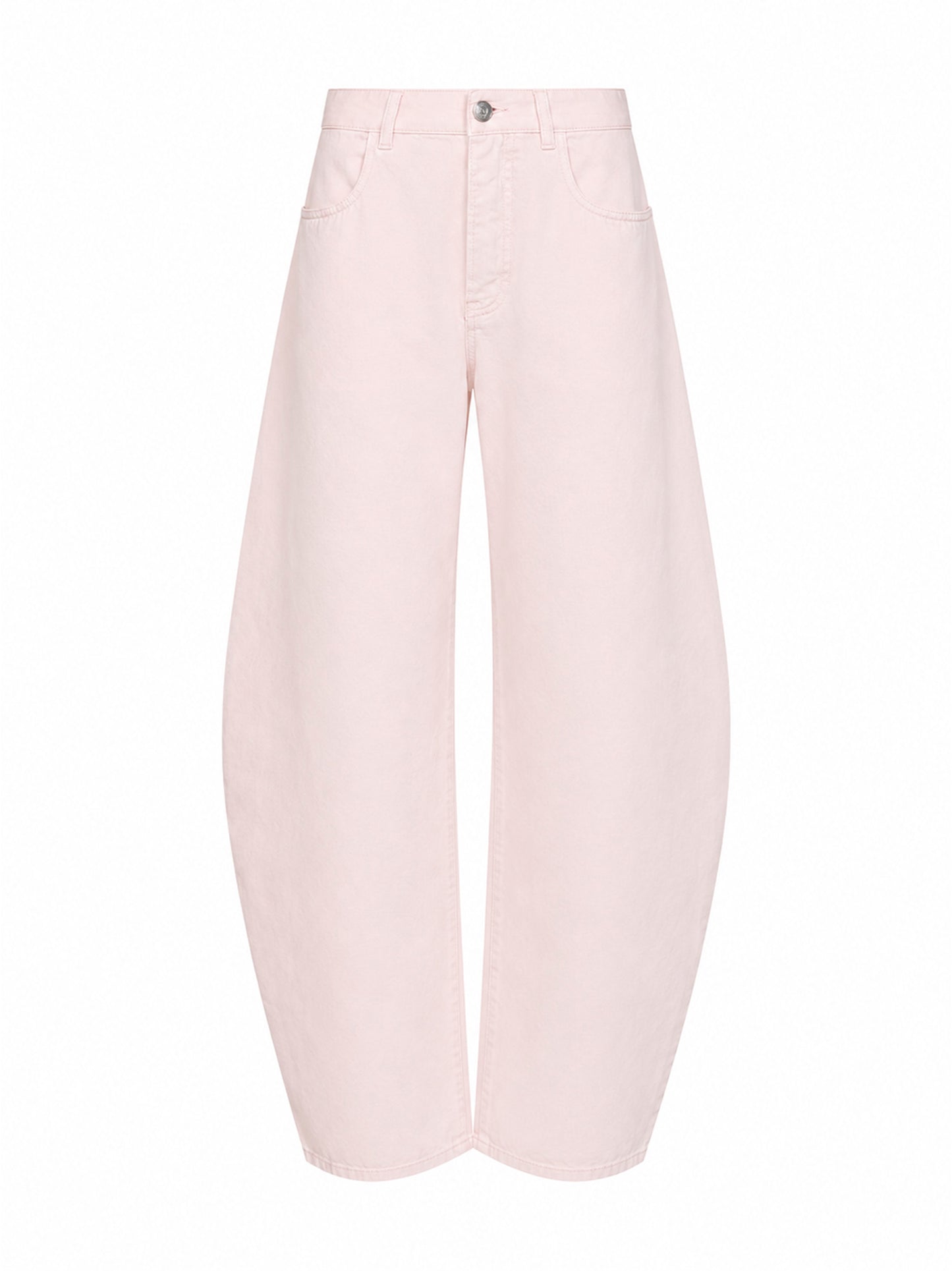 Pink dyed cotton denim low-rise round jeans