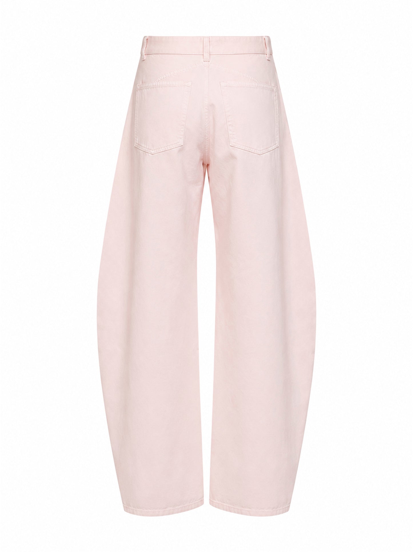 Pink dyed cotton denim low-rise round jeans