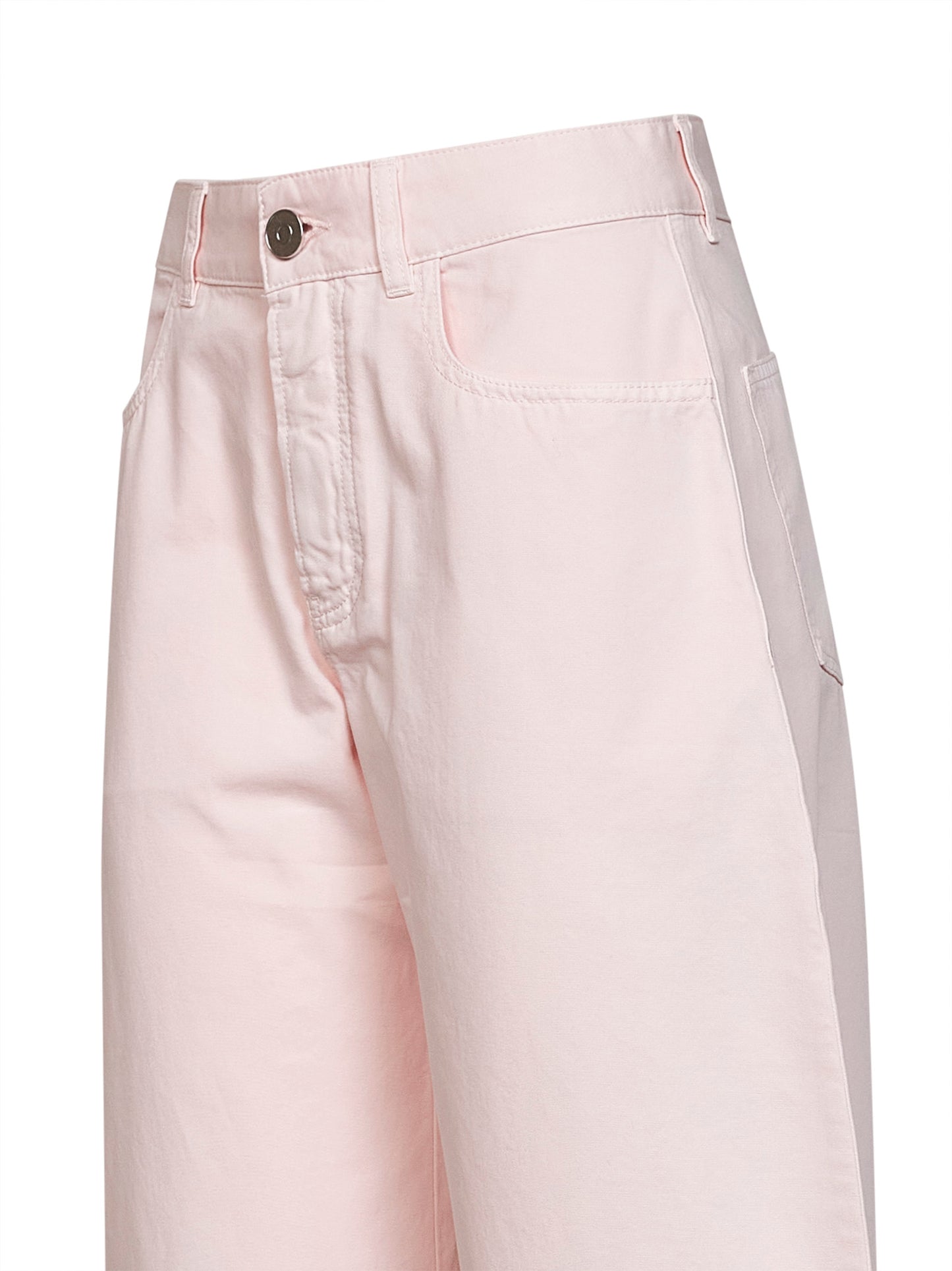 Pink dyed cotton denim low-rise round jeans
