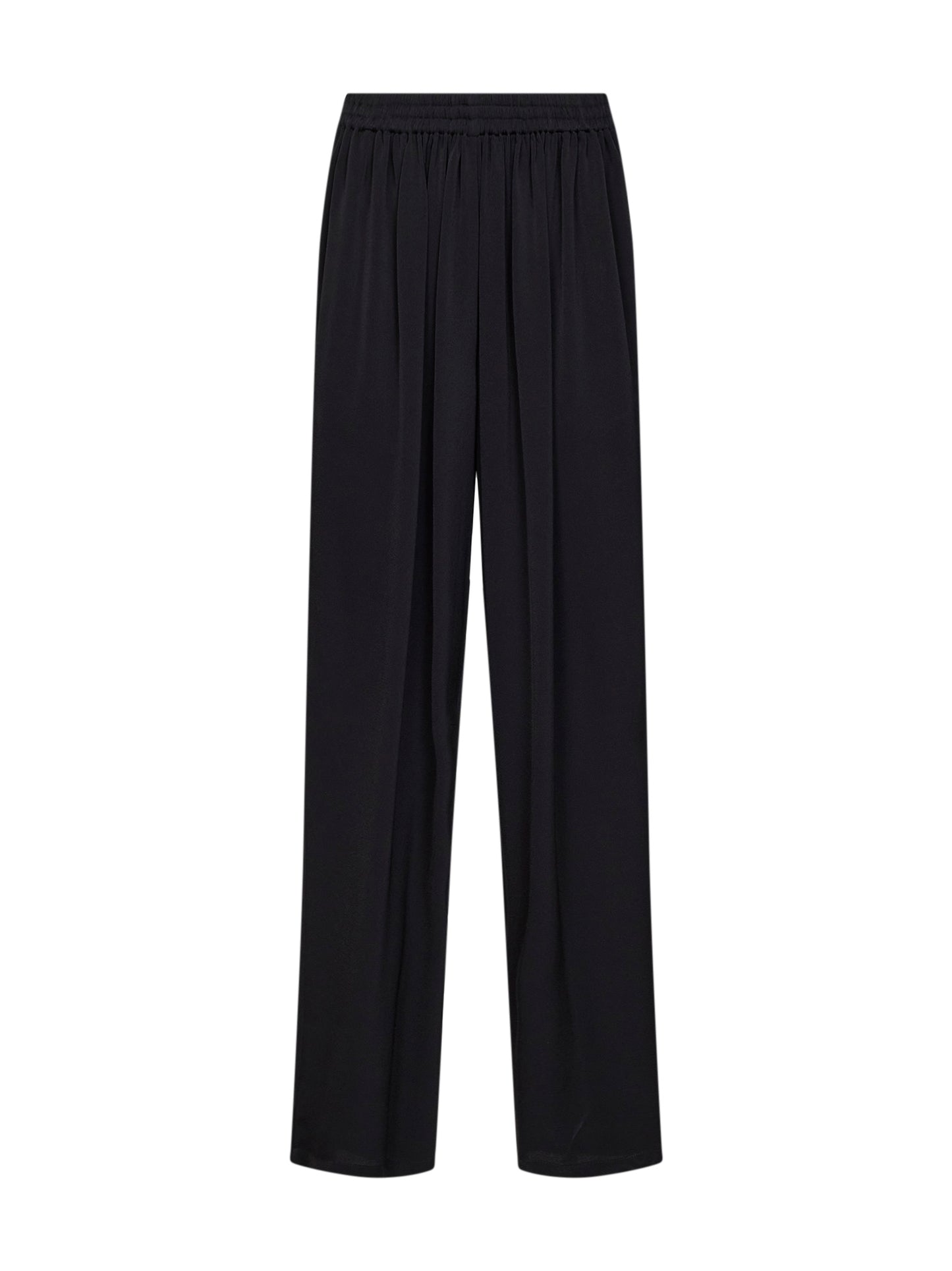 Black cady straight trousers with contrasting bands