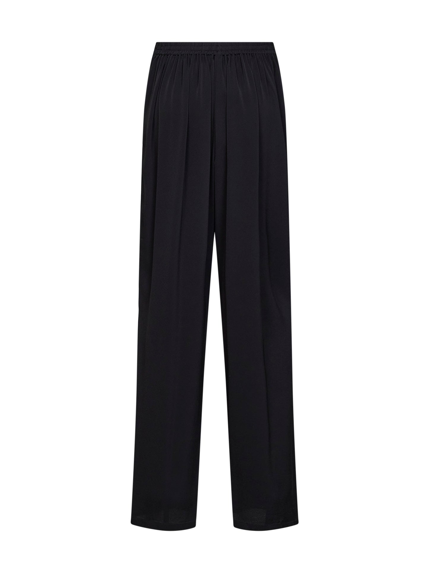 Black cady straight trousers with contrasting bands