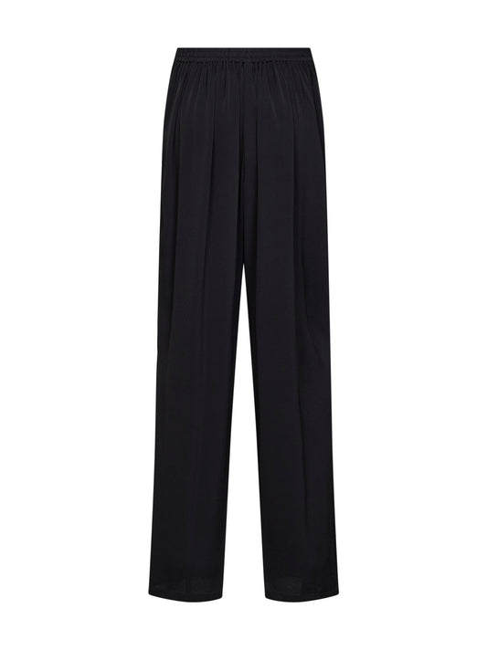 Black cady straight trousers with contrasting bands