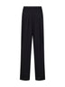 Black cady straight trousers with contrasting bands