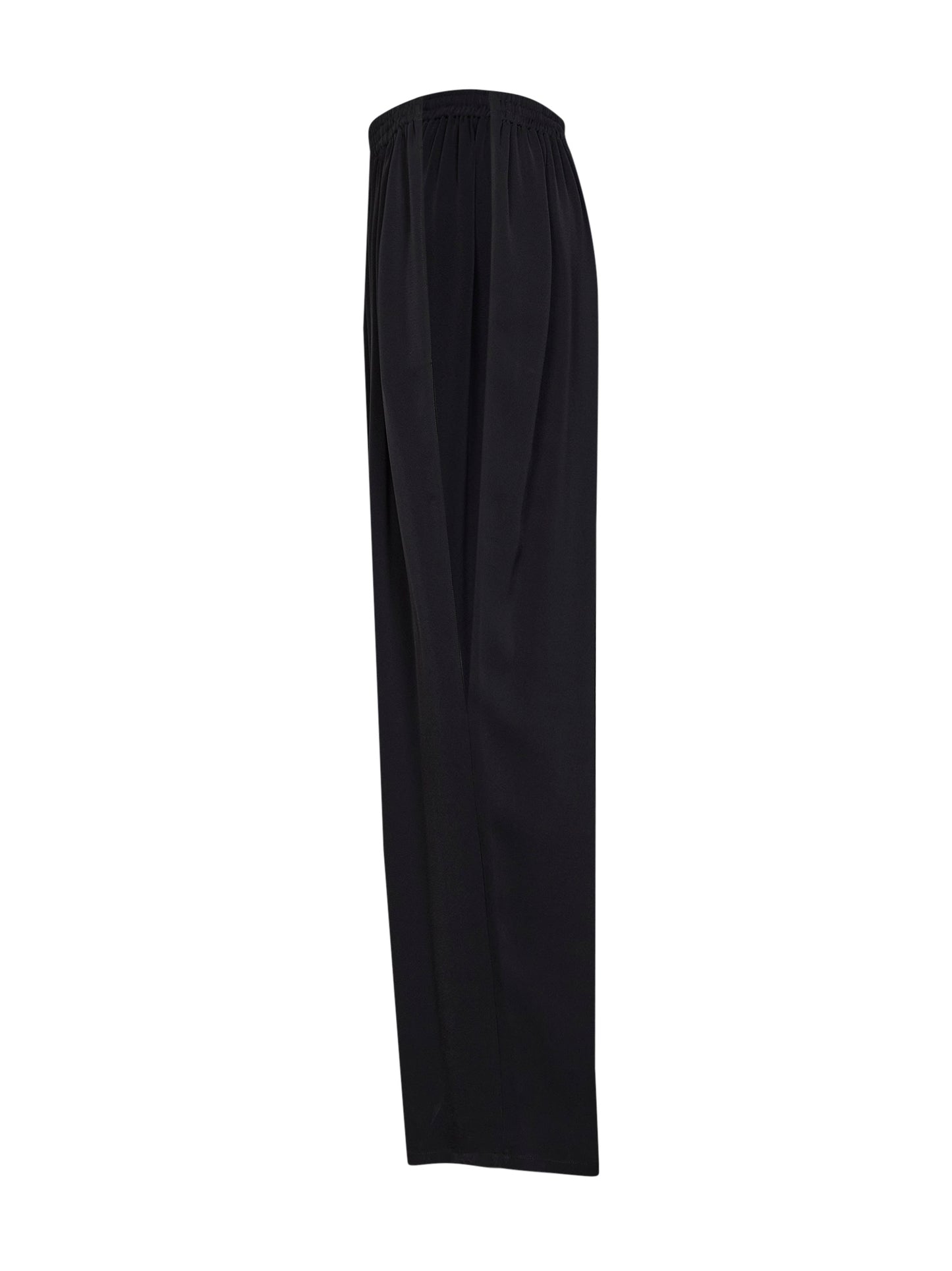 Black cady straight trousers with contrasting bands