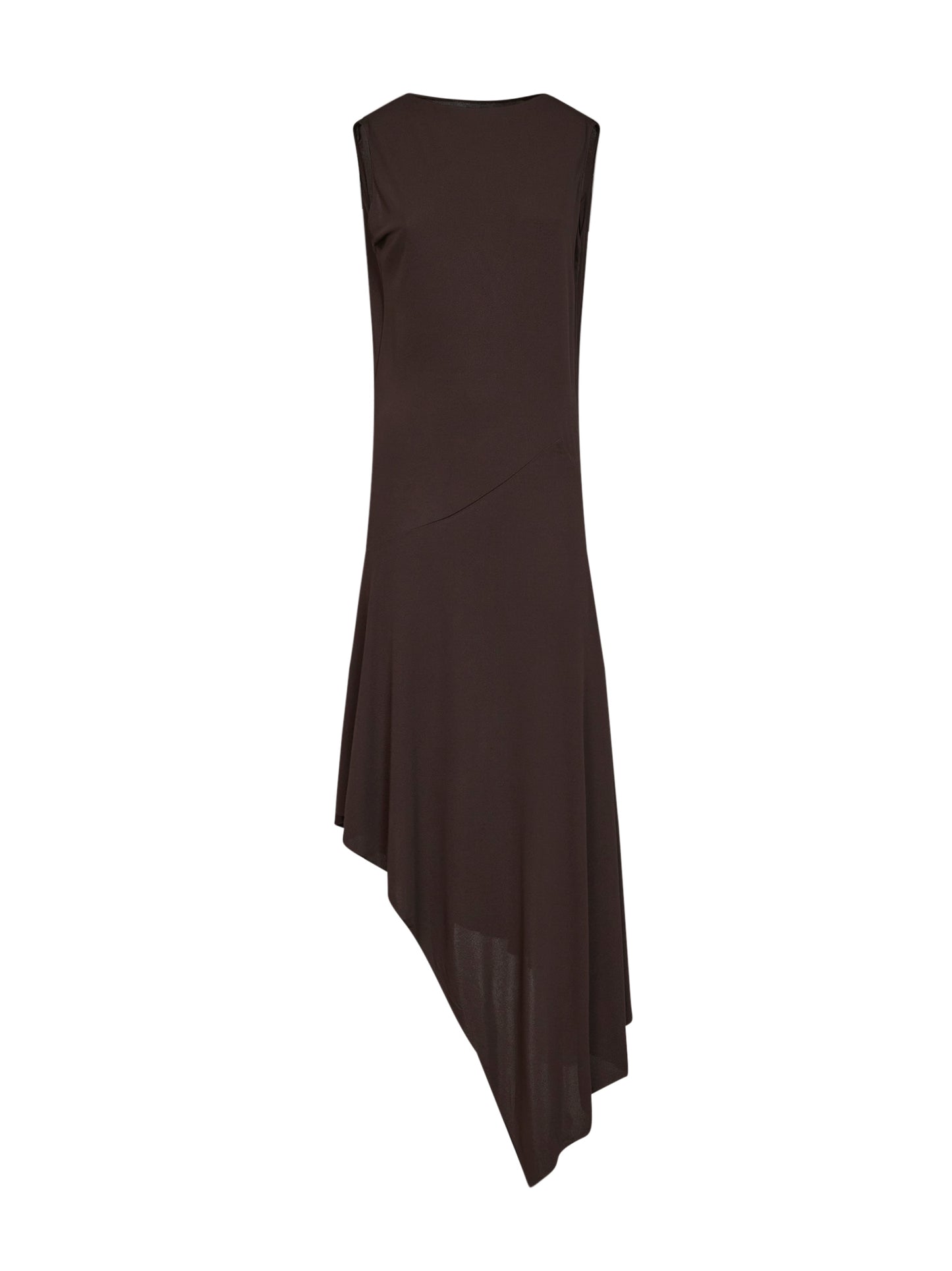 Brown jersey crepe backless midi dress