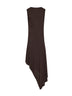 Brown jersey crepe backless midi dress