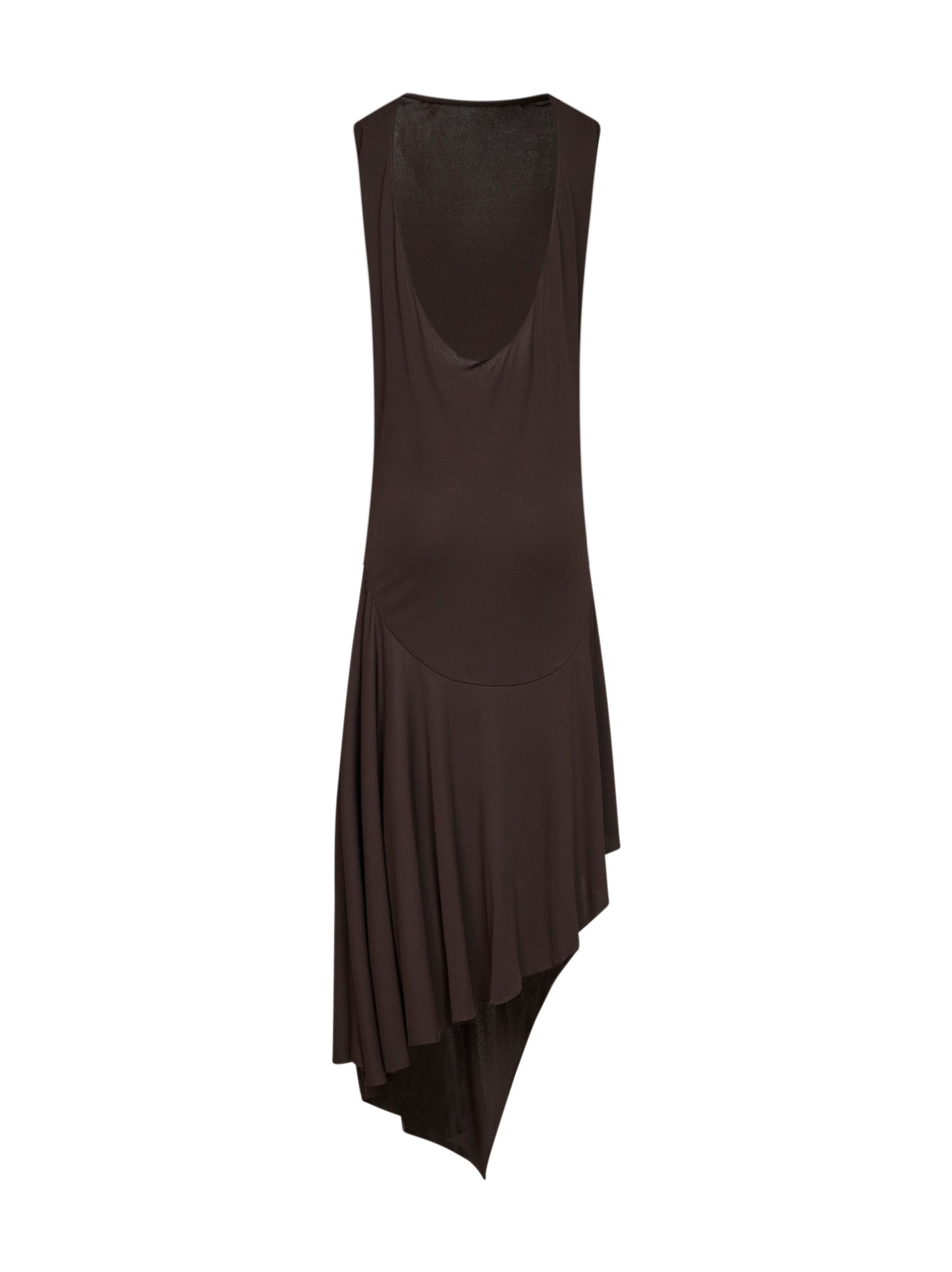 Brown jersey crepe backless midi dress