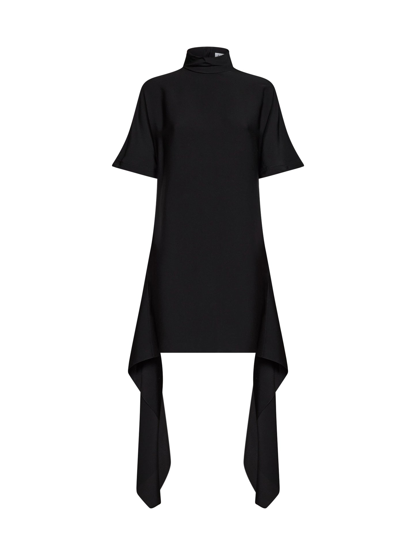 Miniabito asimmetrico a T-shirt in viscosa nera<BR/>