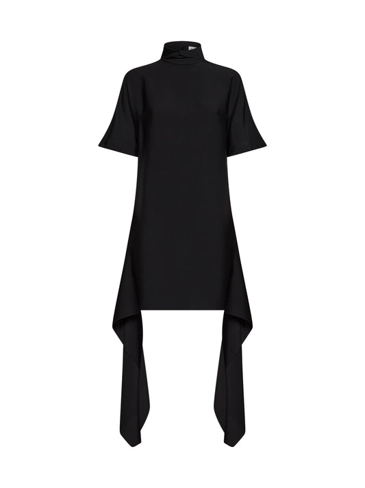 Miniabito asimmetrico a T-shirt in viscosa nera<BR/>