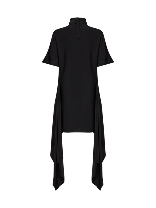 Miniabito asimmetrico a T-shirt in viscosa nera<BR/>