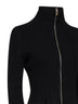 Cardigan peplum con zip in misto lana a coste nero