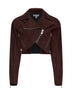 Giacca biker crop in pelle scamosciata marrone