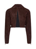 Giacca biker crop in pelle scamosciata marrone